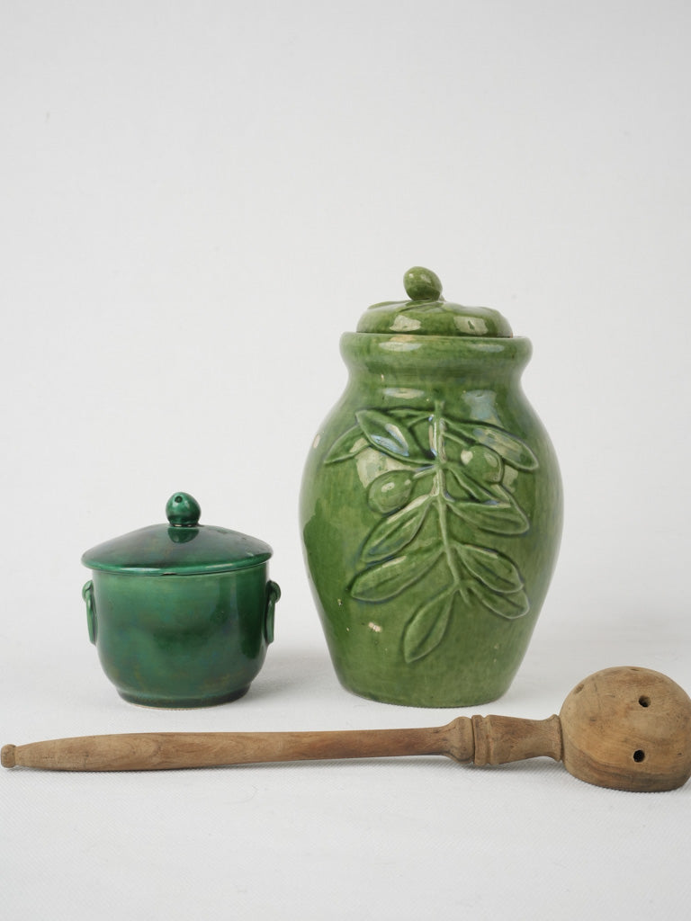 Timeless Mediterranean green-glazed terracotta jar