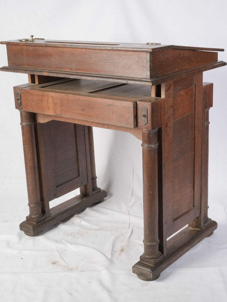 Hinged storage drawing table