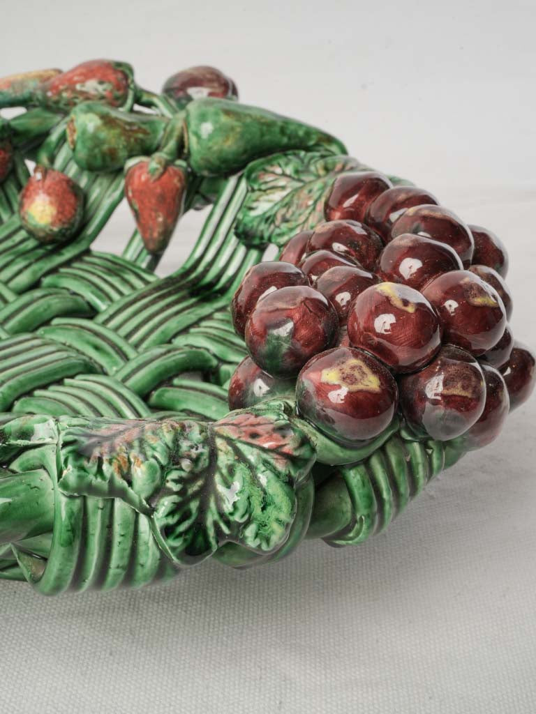 Mid-20th Century Heny Vallauris Majolica Basket-Form Fruit Bowl - 13½"