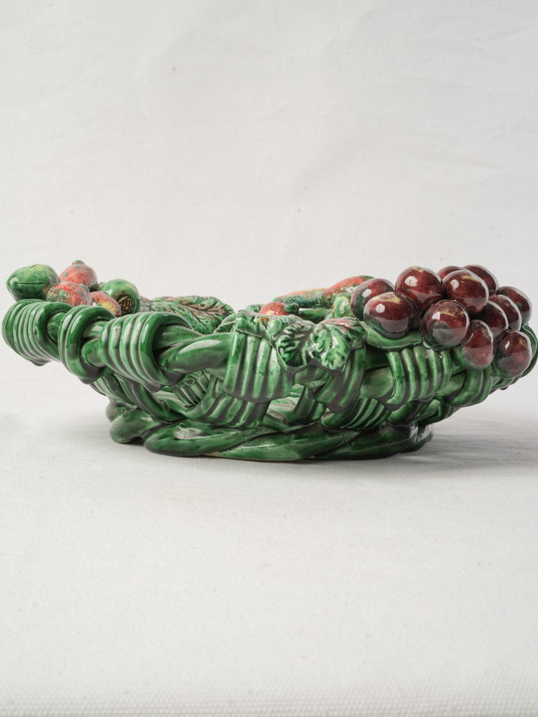 Mid-20th Century Heny Vallauris Majolica Basket-Form Fruit Bowl - 13½"