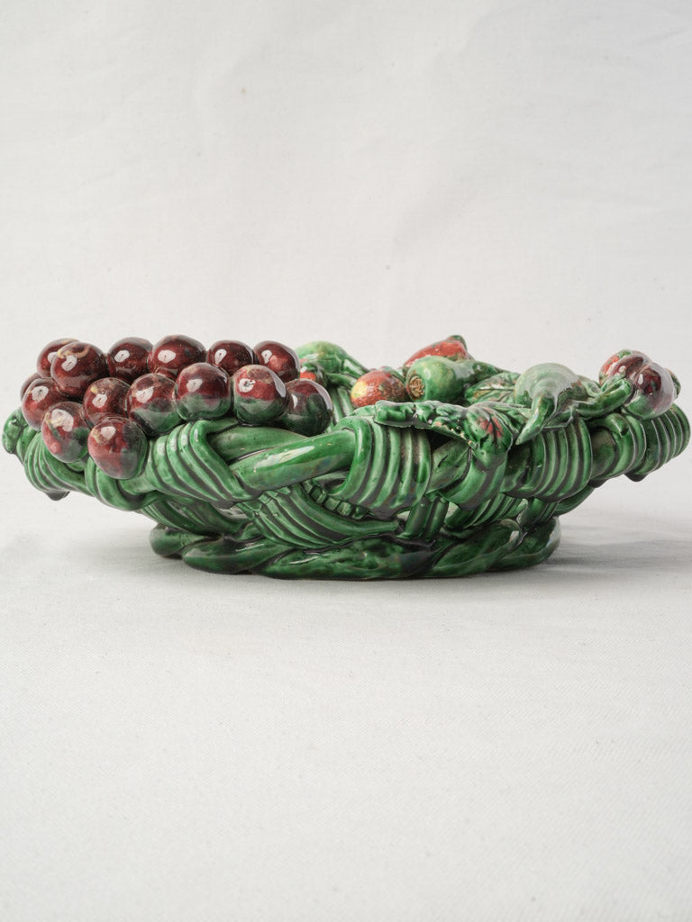 Mid-20th Century Heny Vallauris Majolica Basket-Form Fruit Bowl - 13½"