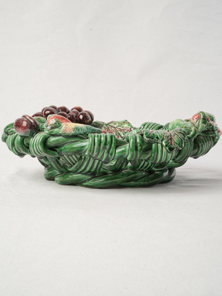 Mid-20th Century Heny Vallauris Majolica Basket-Form Fruit Bowl - 13½"