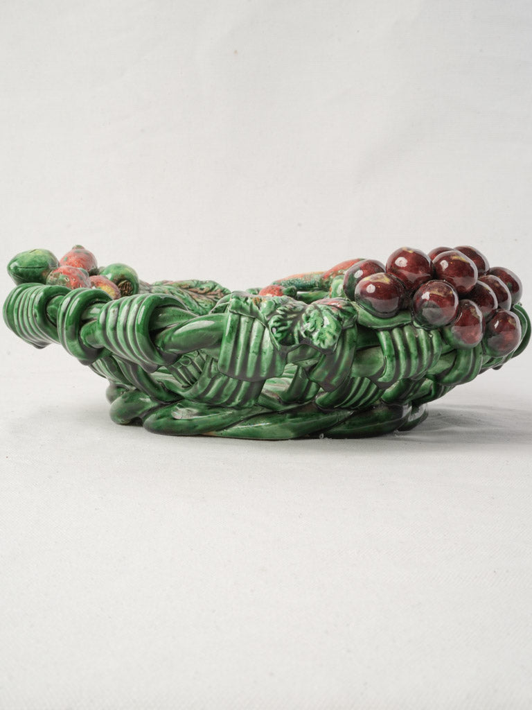 Mid-20th Century Heny Vallauris Majolica Basket-Form Fruit Bowl - 13½"