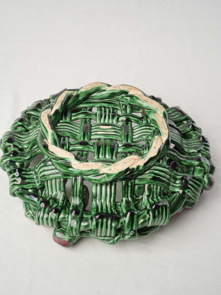 Mid-20th Century Heny Vallauris Majolica Basket-Form Fruit Bowl - 13½"