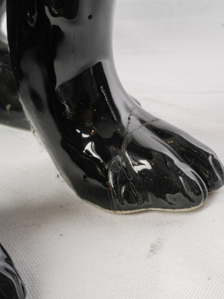 Striking 1970s Italian Glossy Ceramic Black Panther - 35¾"