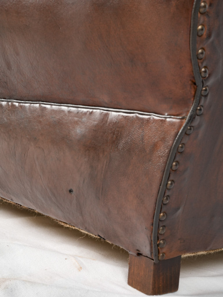 Exceptional French Havana leather armchair