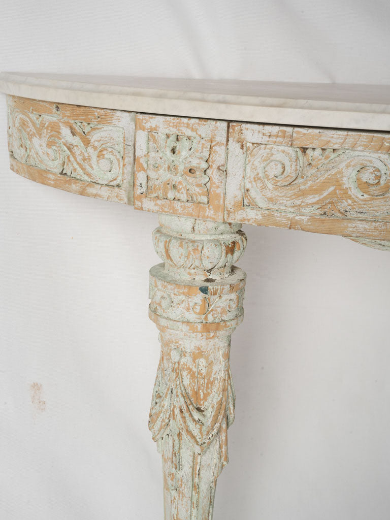 Neoclassical French Gray Wood Console