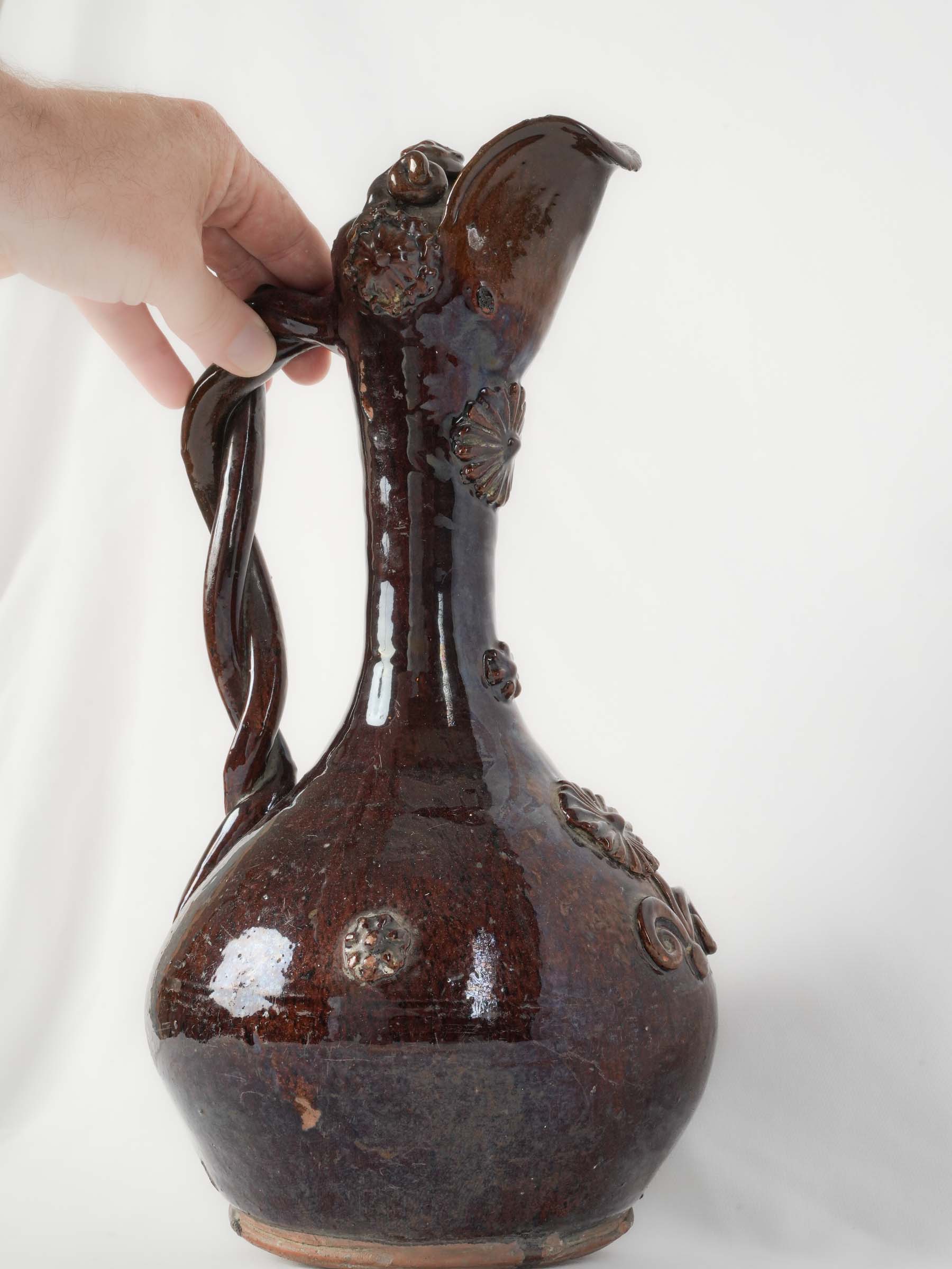 19th-Century Brown-Glazed “Demoiselle d’Avignon” Ewer - 15"
