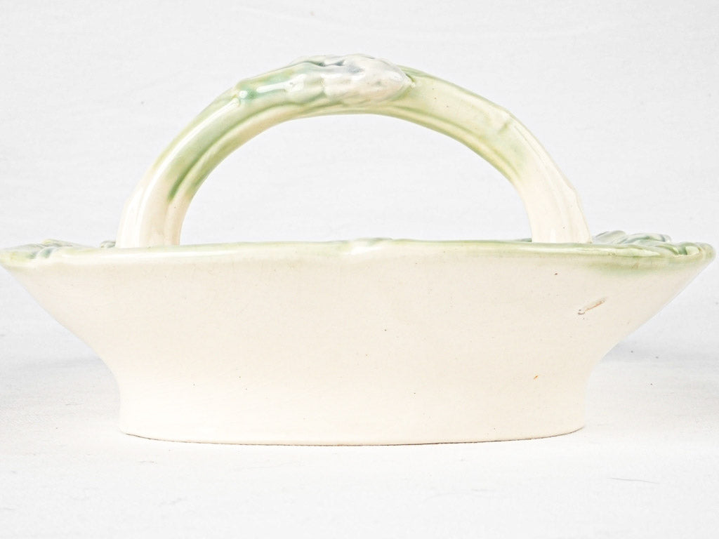 Historical white barbotine asparagus server