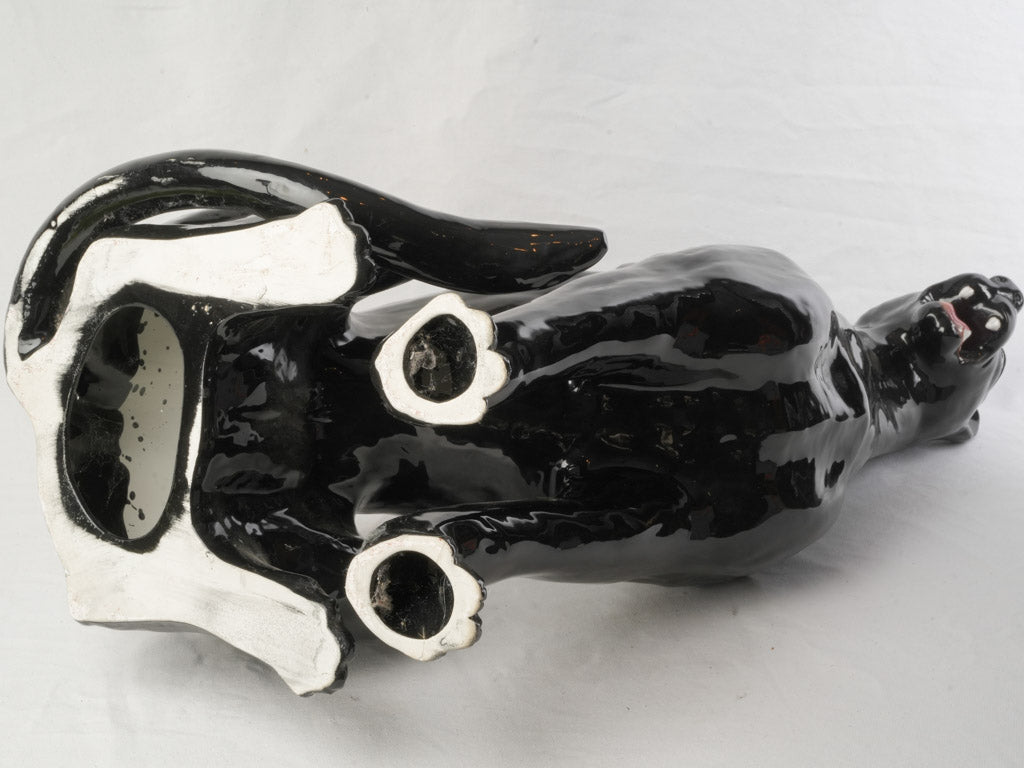 Striking 1970s Italian Glossy Ceramic Black Panther - 35¾"