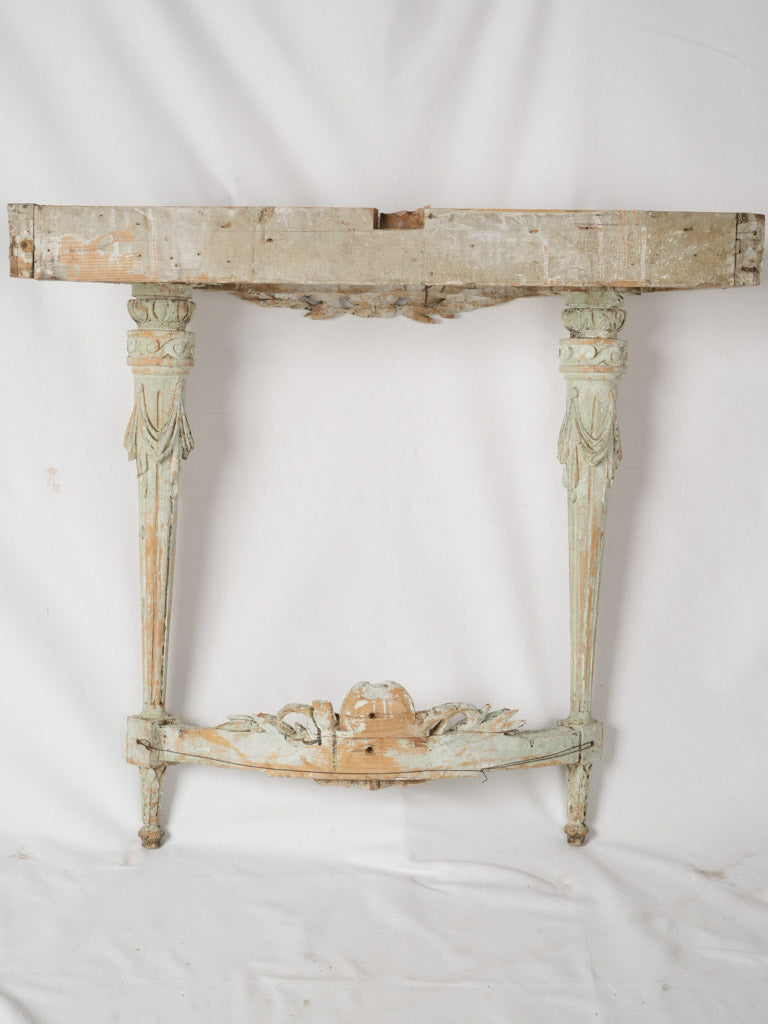 Time-Worn French Gray Demi-Lune Table