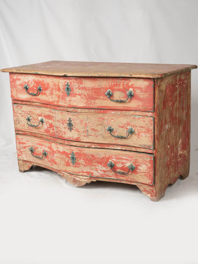 Antique French rouge patina commode