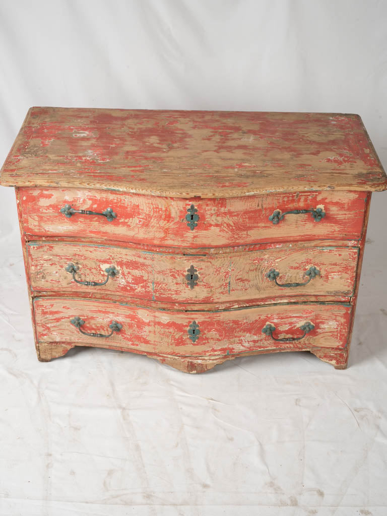 Aged Louis XV red finish commode
