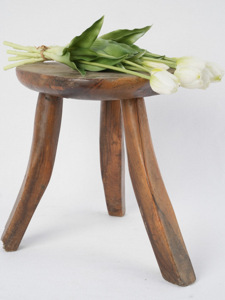 Vintage three-legged wooden milking stool 13¾