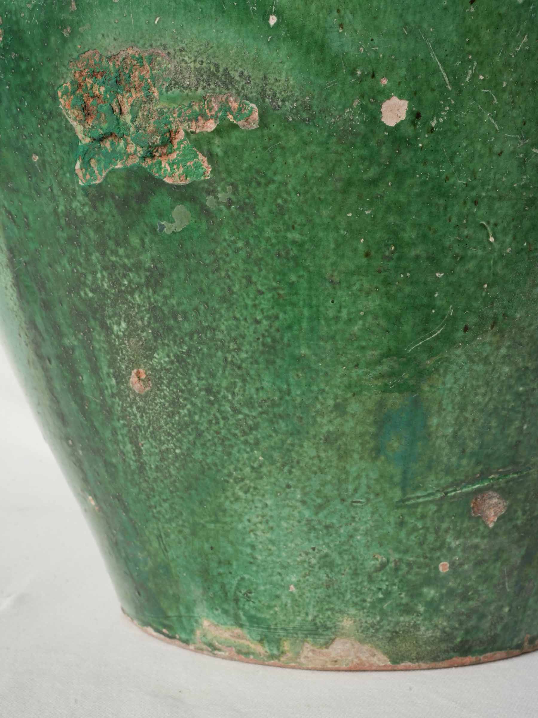 Substantial Green-Glazed Terracotta Olive Jar, Tornac, Late 19th Century - 20"
