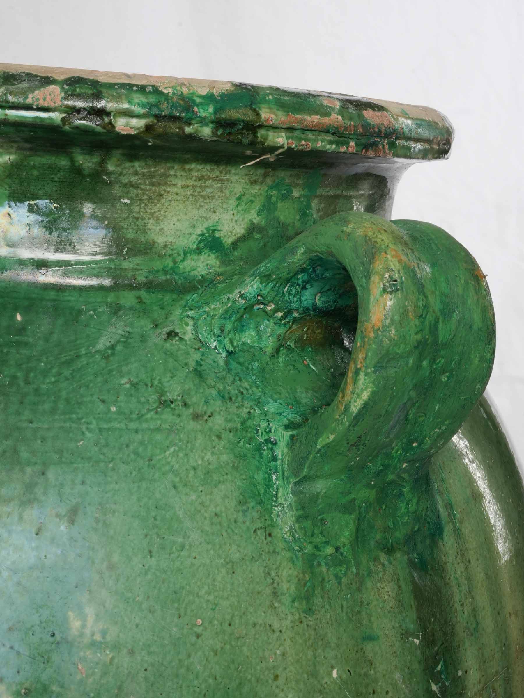 Substantial Green-Glazed Terracotta Olive Jar, Tornac, Late 19th Century - 20"