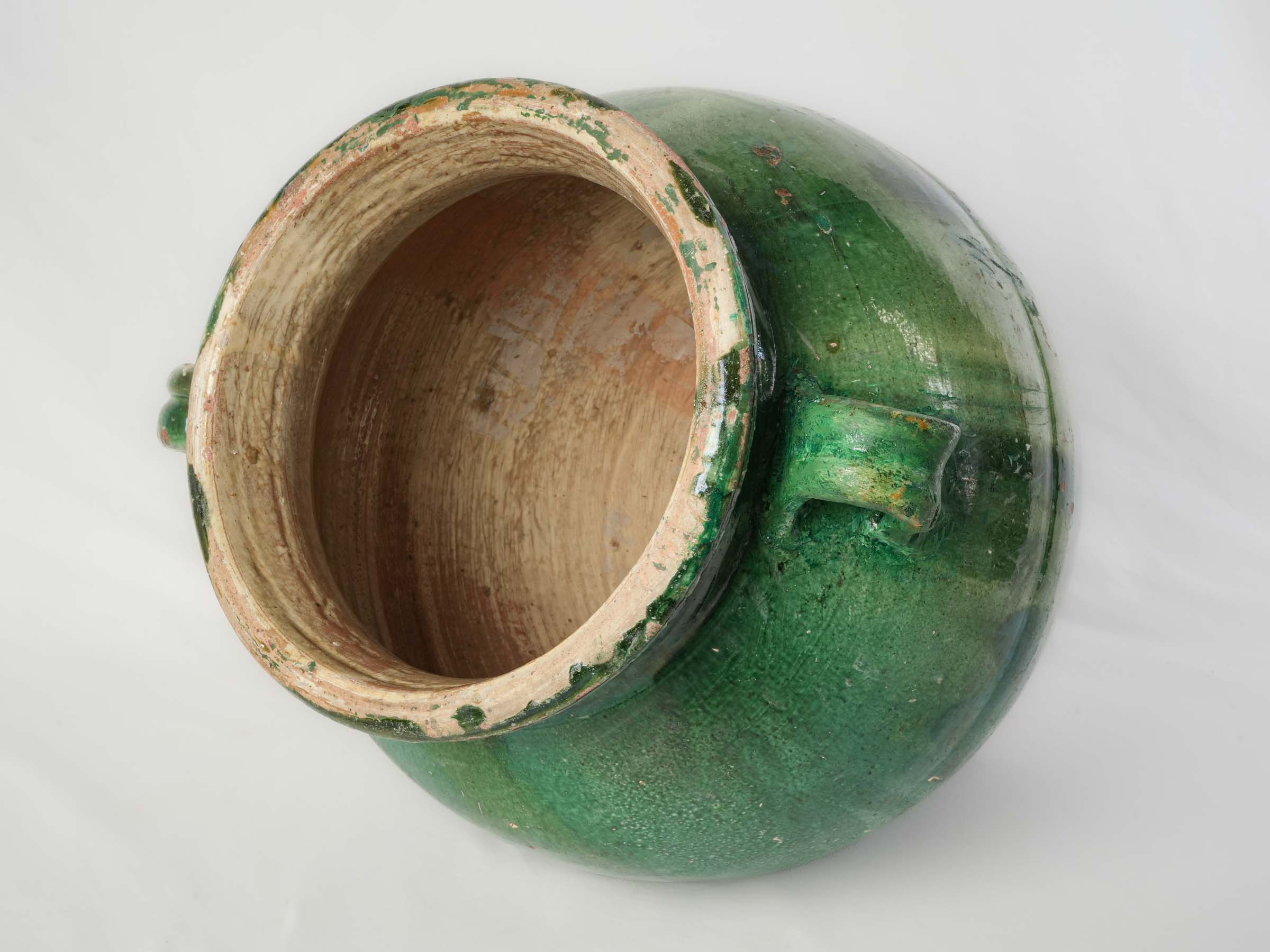 Substantial Green-Glazed Terracotta Olive Jar, Tornac, Late 19th Century - 20"