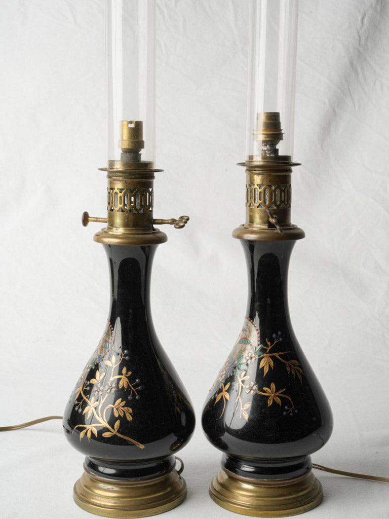 Graceful French brass base lamps