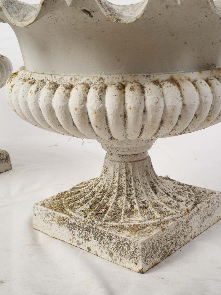 Beautiful Pair Of Large French Cast Iron Garden Urns Late 19th To Early 20th Century - 17¾"