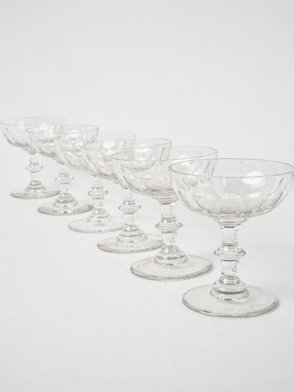 5 antique crystal Champagne coups