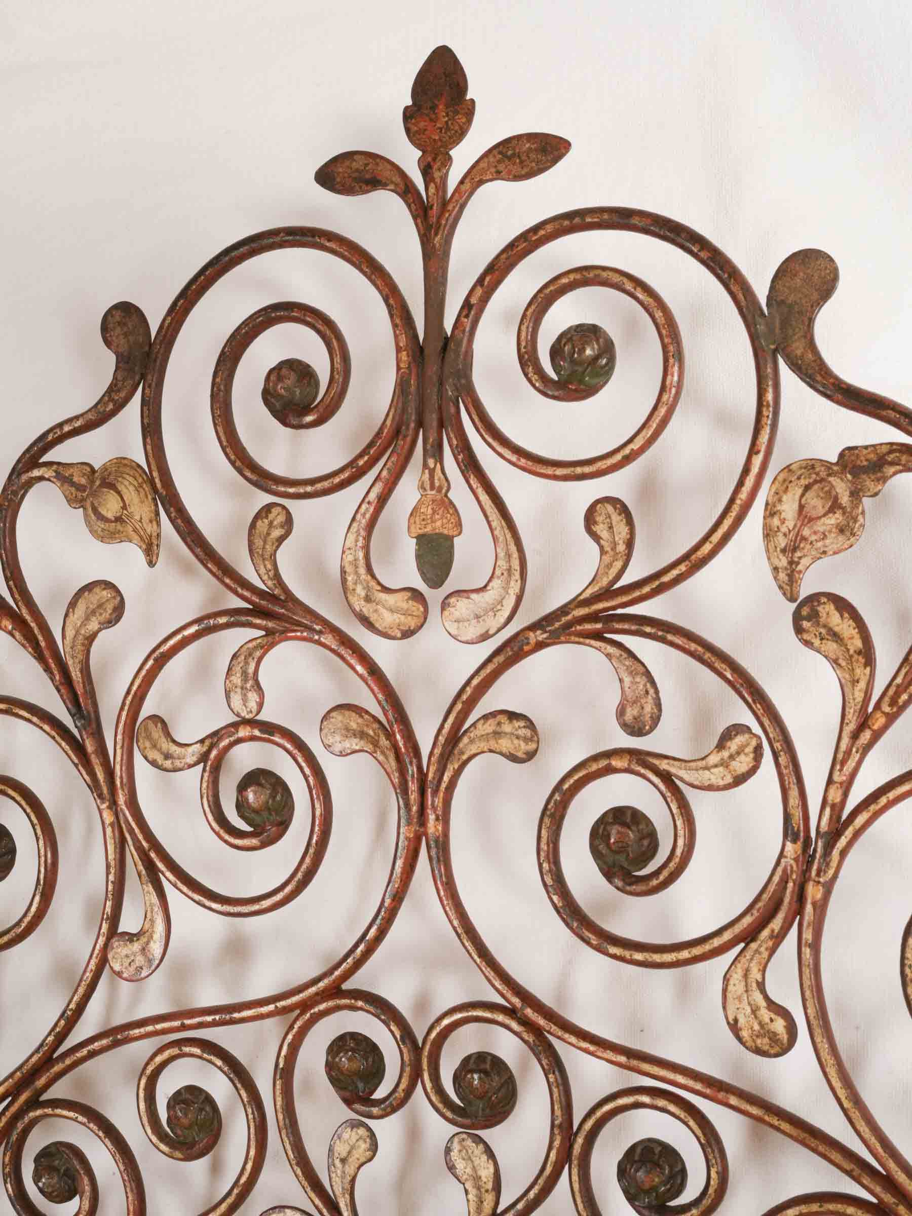 Magnificent 19th-Century Genoese Painted Wrought-Iron Bed - 82¼" x 62½"