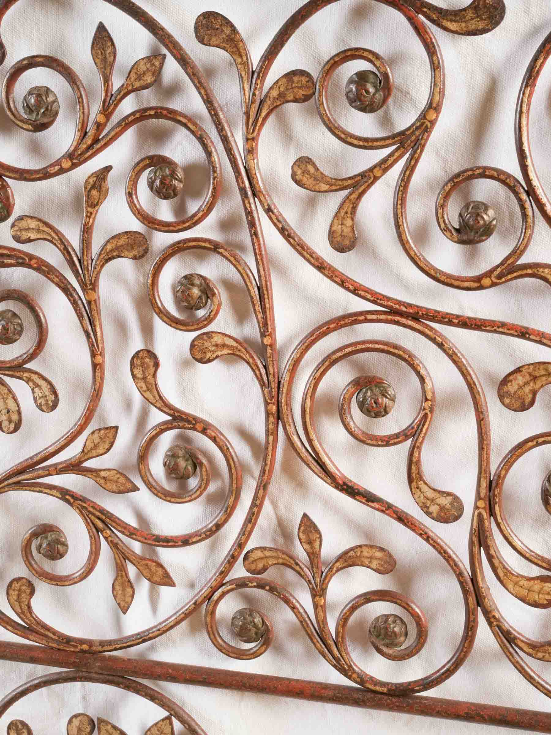 Magnificent 19th-Century Genoese Painted Wrought-Iron Bed - 82¼" x 62½"