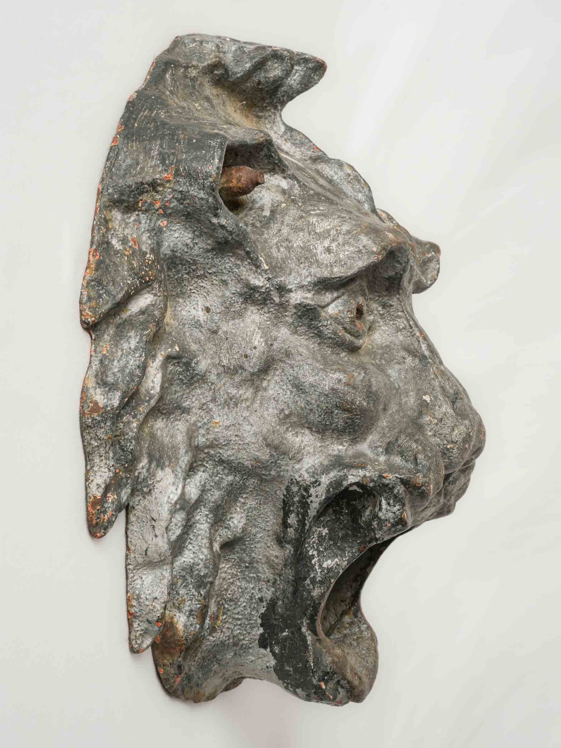 Expressive 19th-Century Cast Iron Lion Fountain Spout - 16½"