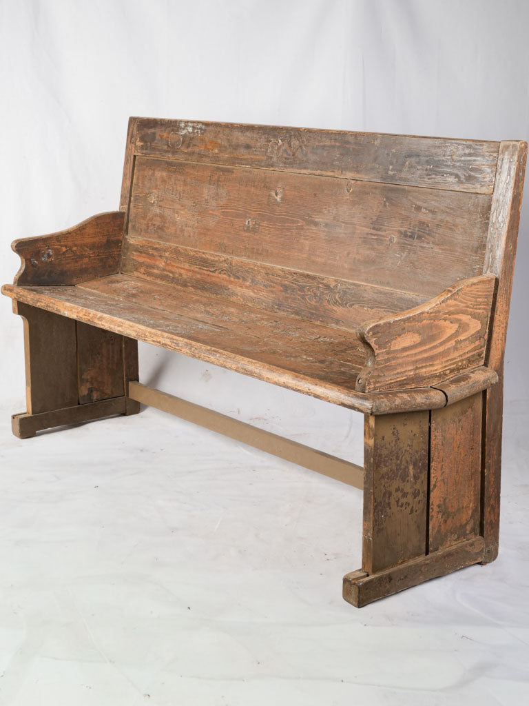 Antique French pine church bench