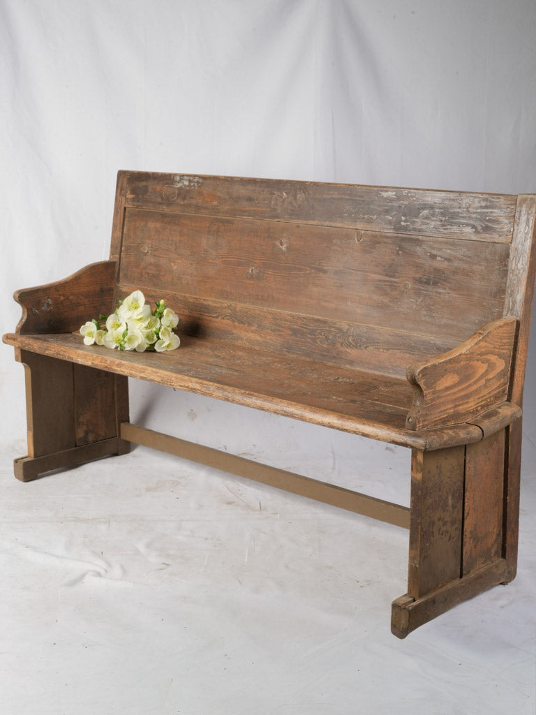 Rustic vintage wooden church pew