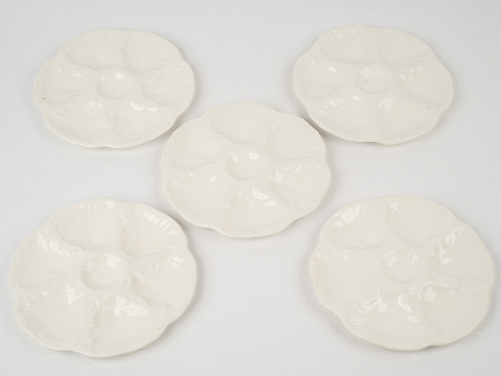 White, vintage, Gien oyster plates