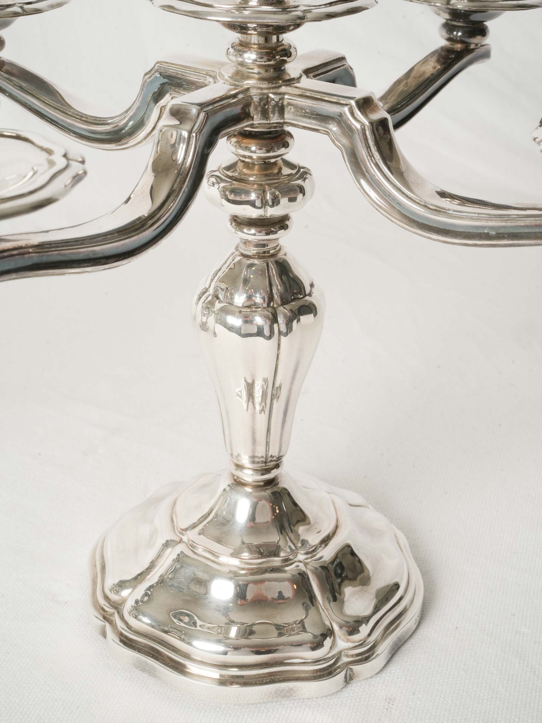 Pair of French Silver-Plated Five-Light Candelabra by Saint Médard - 10¾"