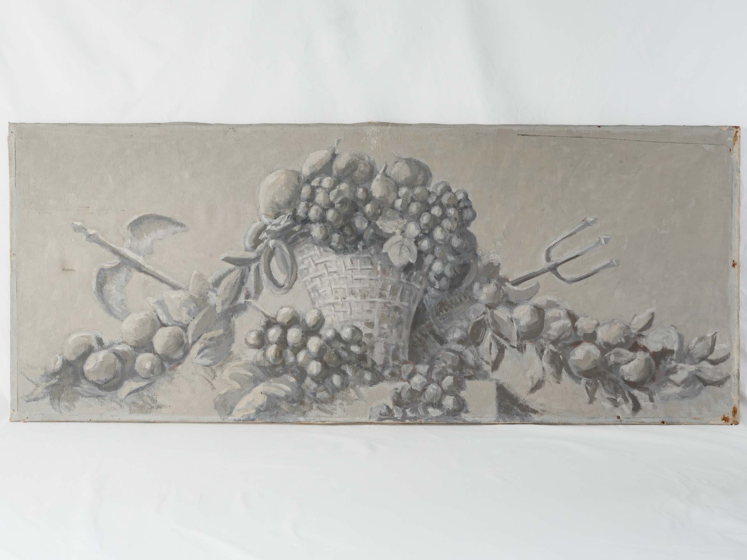Set of Four Antiwue French Grisaille Decorative Overdoor Panels - 23¾" x 58¼"