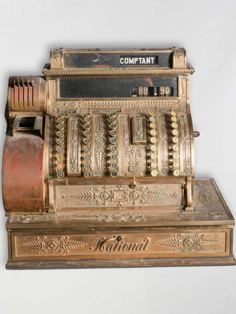Vintage brass cash register