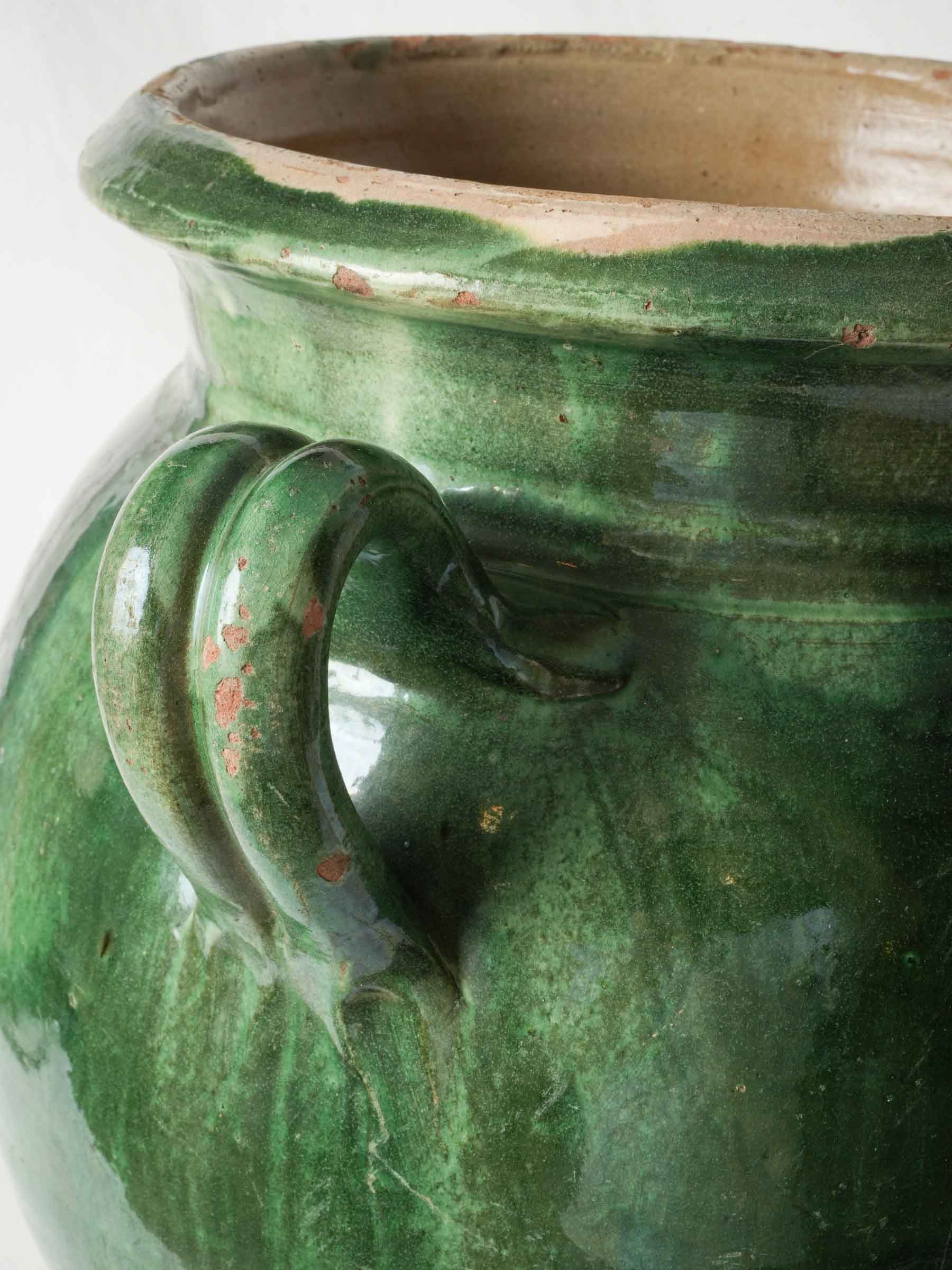 19th-Century French Green-Glazed Terracotta Olive Jar from Tornac - 20"