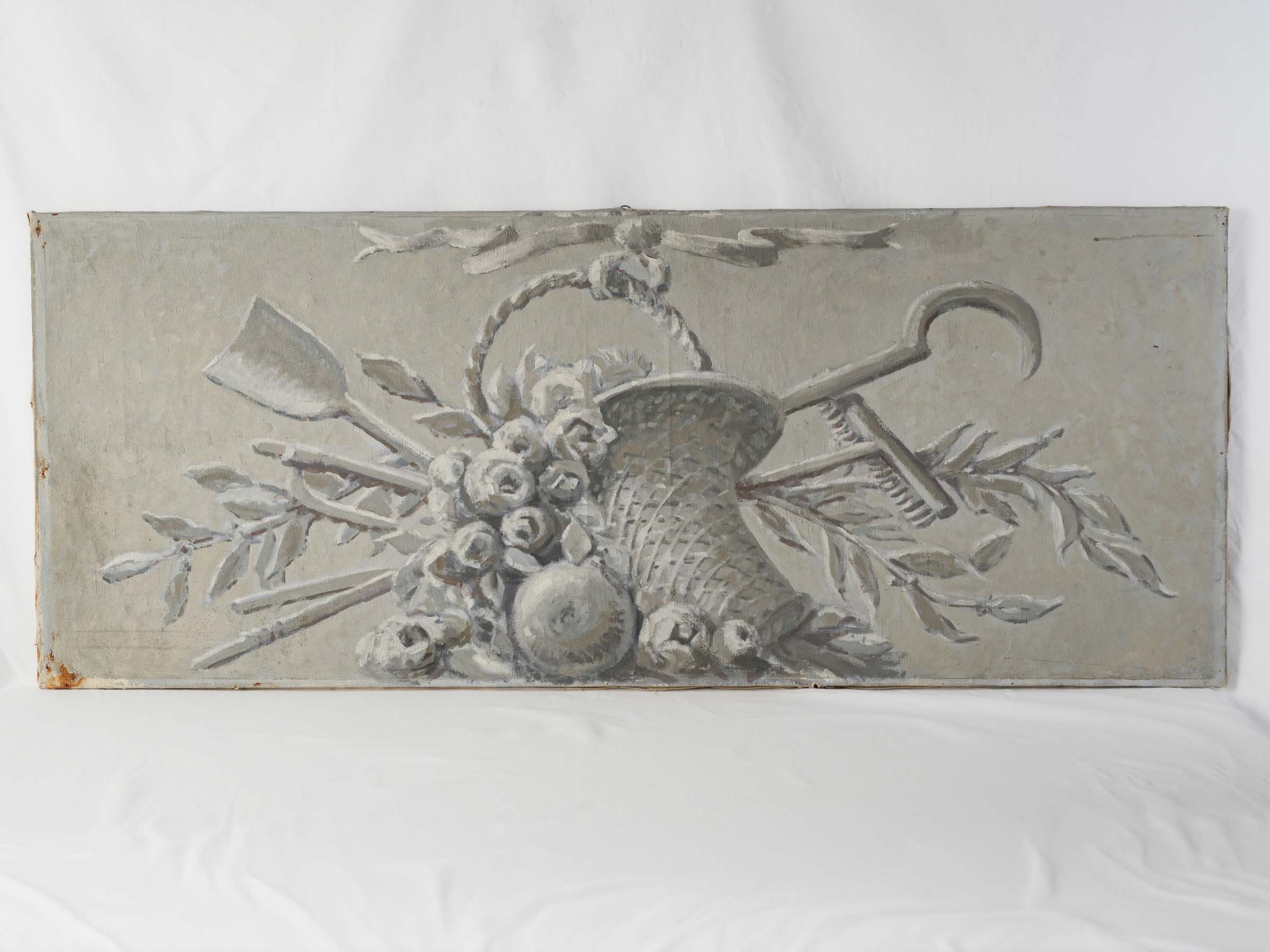 Set of Four Antiwue French Grisaille Decorative Overdoor Panels - 23¾" x 58¼"