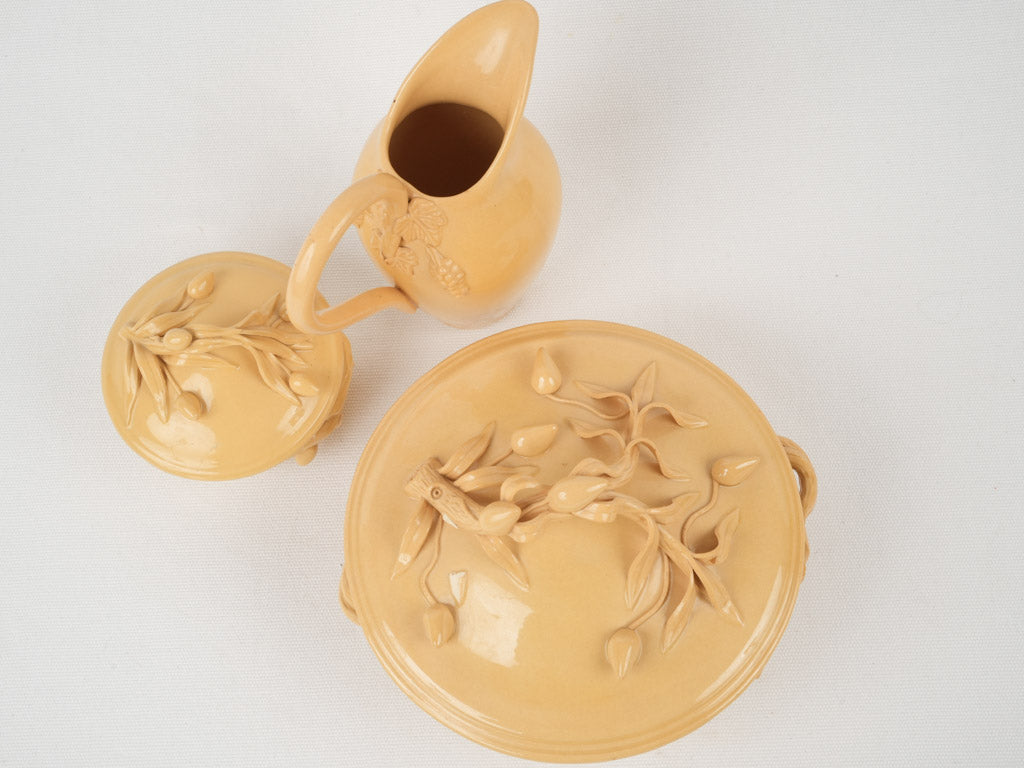 Hand-painted olive branch ceramic tureens