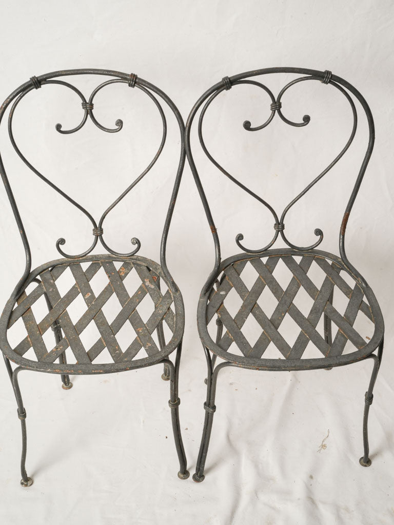 Rustic lattice seat French chairs