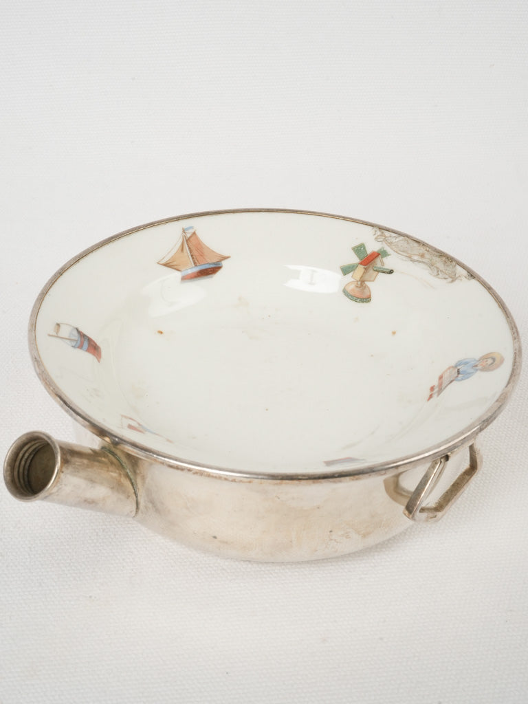 Vintage faience baby food warmer