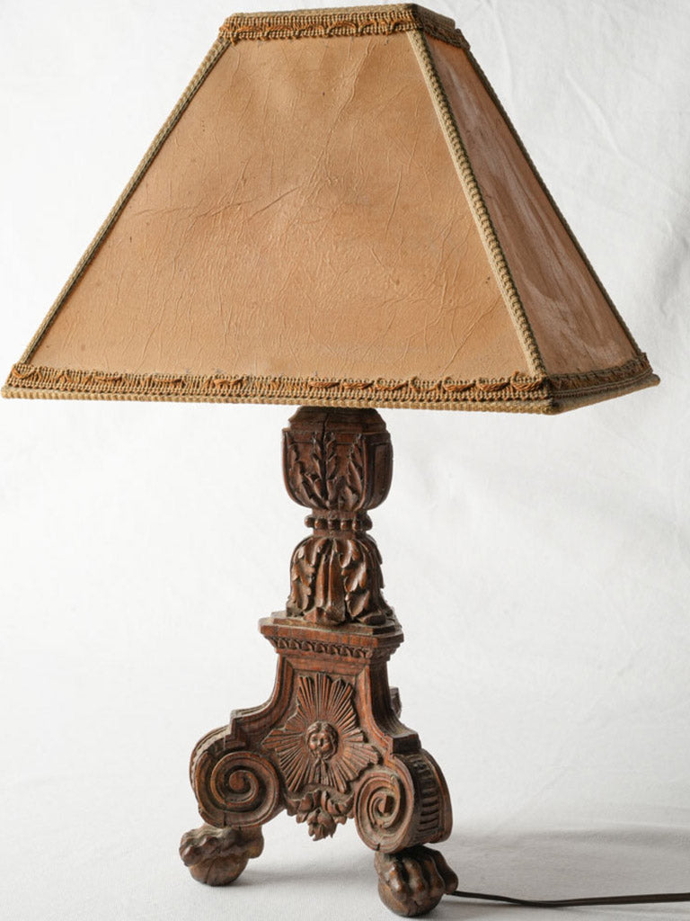 French 19th Century Baroque Walnut Altar Candlestick Mounted as a Lamp - 23¾"