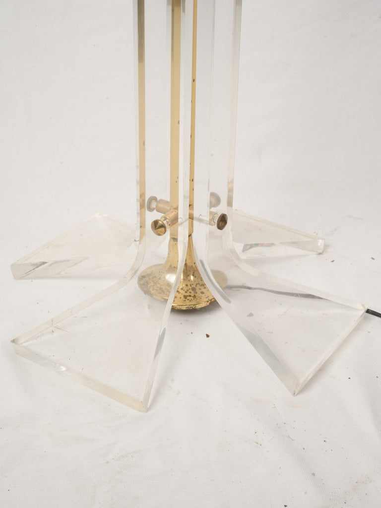 Pair of Elegant Italian 1970s Brass and Plexiglas Halogen Floor Lamps - 75¼"