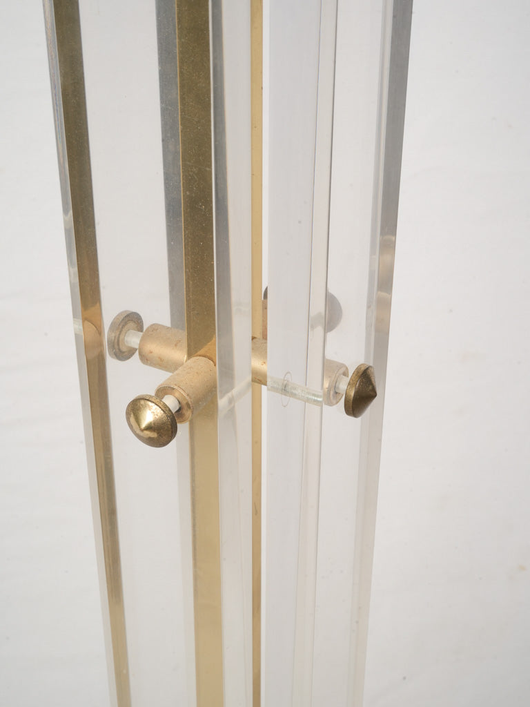Pair of Elegant Italian 1970s Brass and Plexiglas Halogen Floor Lamps - 75¼"