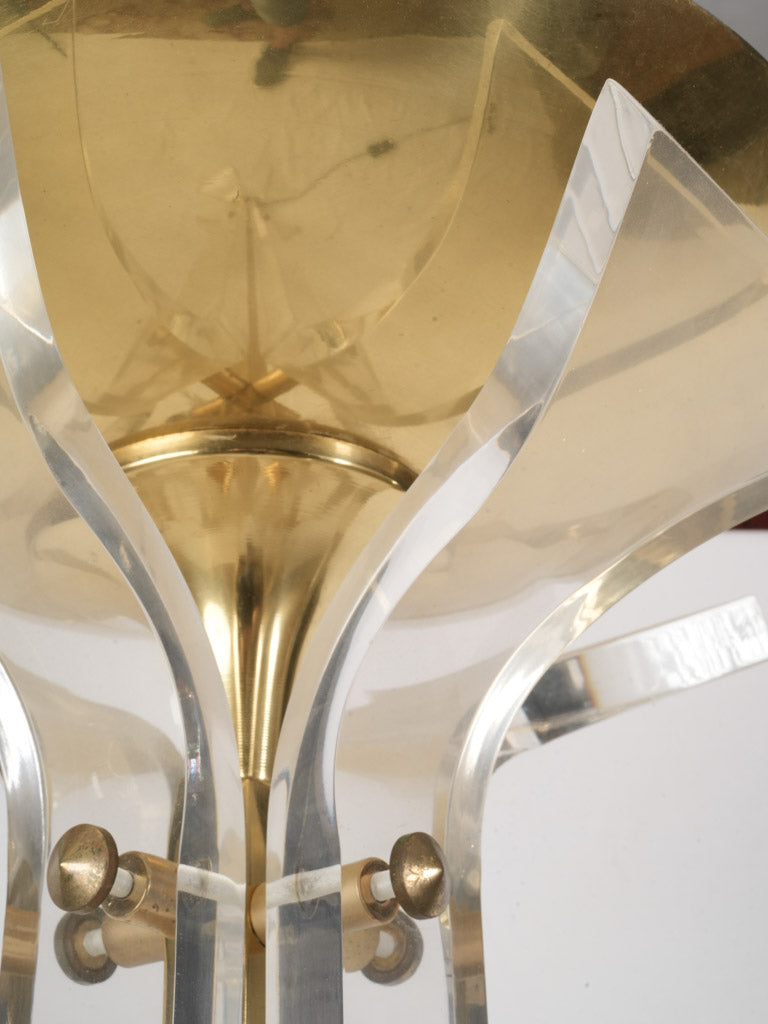 Pair of Elegant Italian 1970s Brass and Plexiglas Halogen Floor Lamps - 75¼"