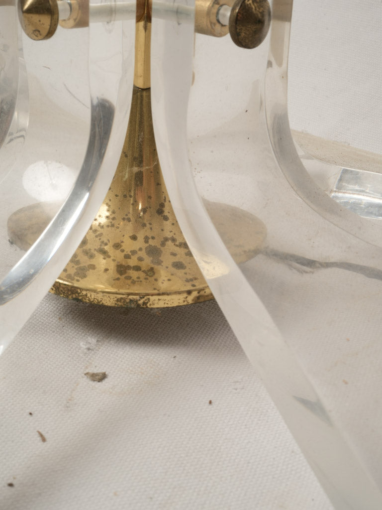Pair of Elegant Italian 1970s Brass and Plexiglas Halogen Floor Lamps - 75¼"