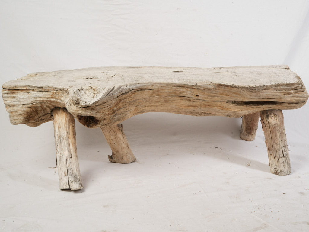 Early to Mid-20th Century Rustic Wooden Bench w/ Sun-Bleached Patina - 51¼"