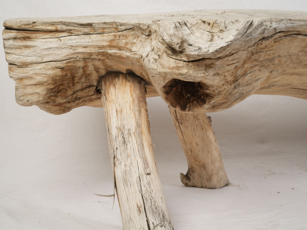 Early to Mid-20th Century Rustic Wooden Bench w/ Sun-Bleached Patina - 51¼"