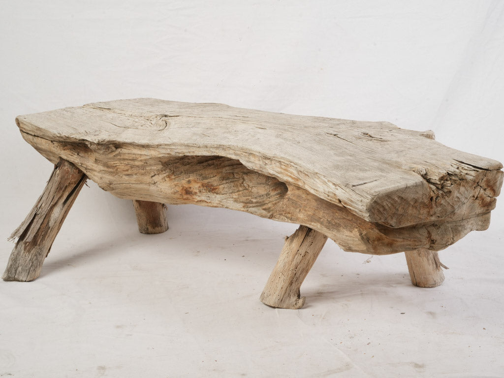 Early to Mid-20th Century Rustic Wooden Bench w/ Sun-Bleached Patina - 51¼"
