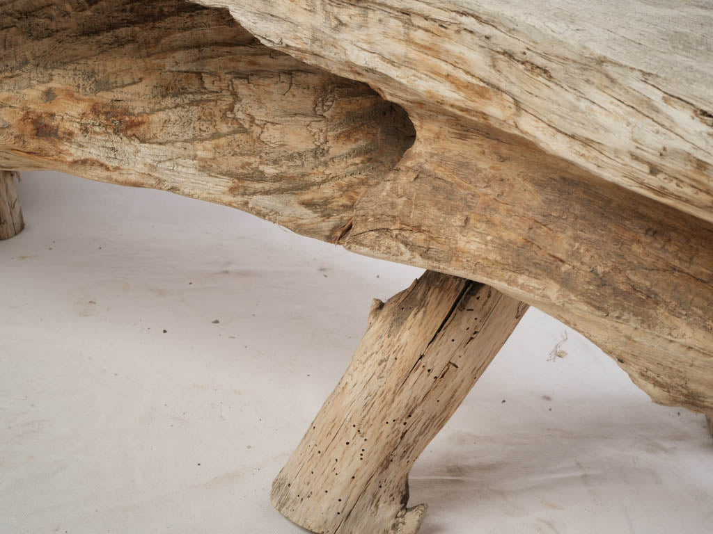 Early to Mid-20th Century Rustic Wooden Bench w/ Sun-Bleached Patina - 51¼"