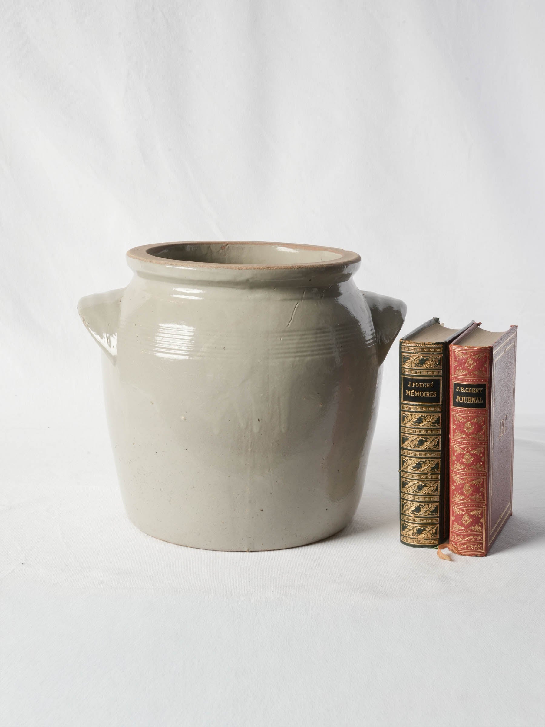 Large French Stone-Grey Stoneware Confit Crock, Early 20th Century - 11¾"