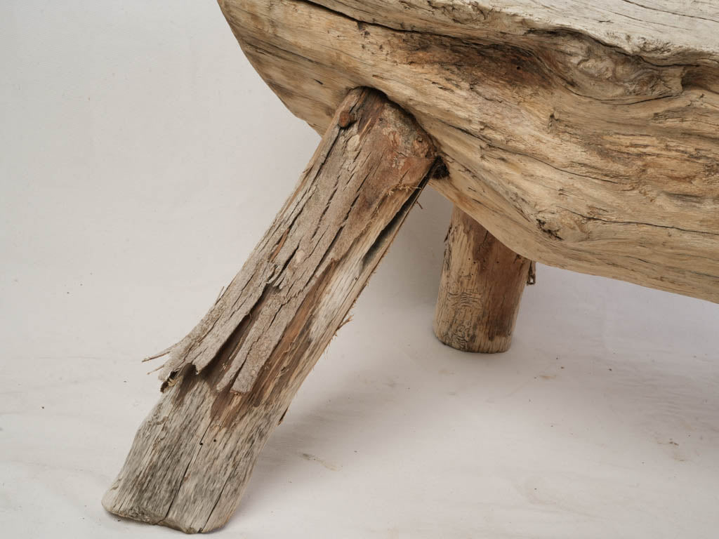 Early to Mid-20th Century Rustic Wooden Bench w/ Sun-Bleached Patina - 51¼"