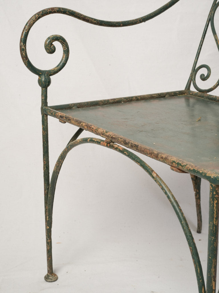 Elegant Late 19th-Century French Wrought-Iron Garden Bench W/ Lyre Back - 61½"